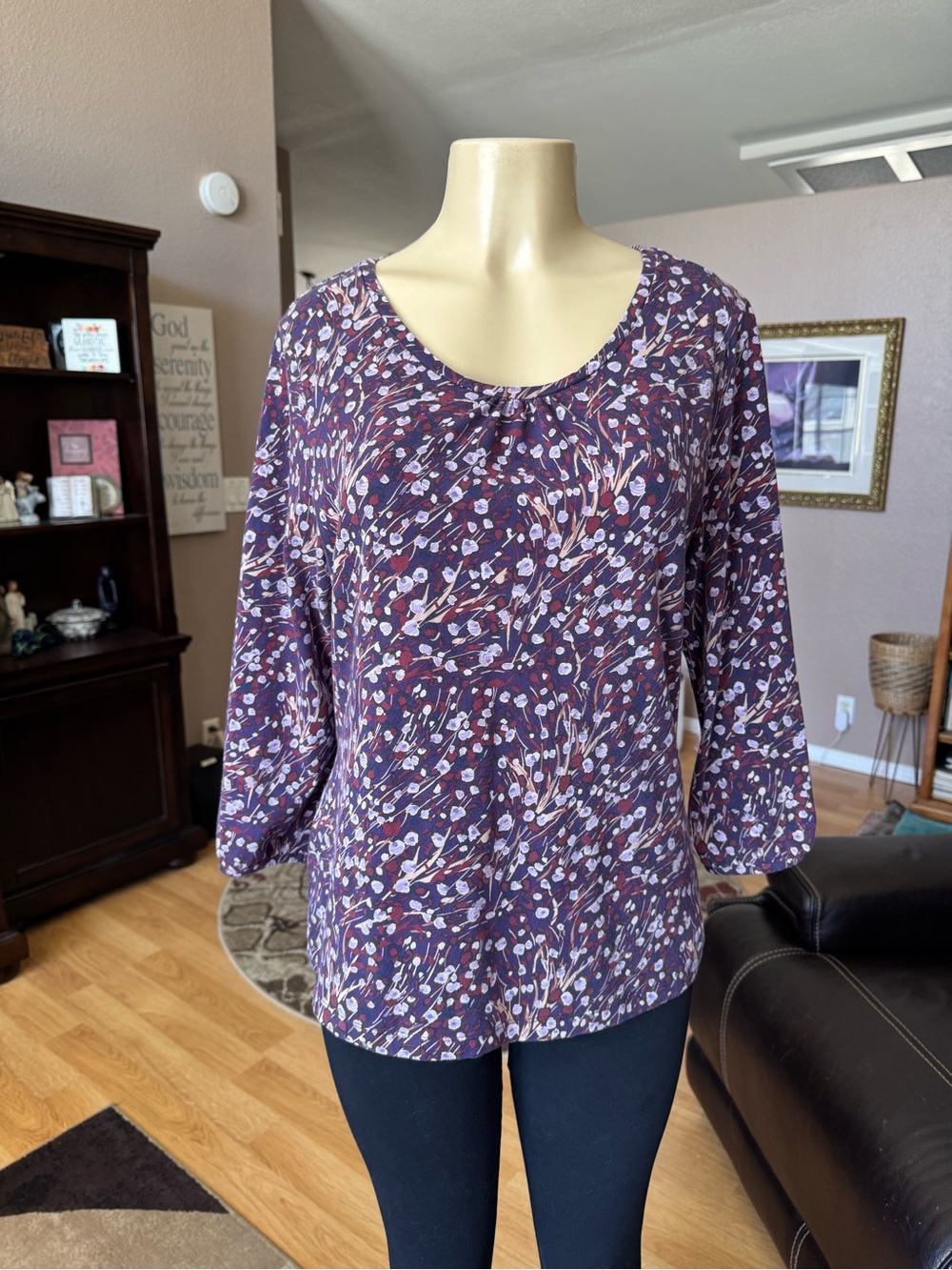 White Stag Red Floral Scoop Neck Blouse-size L